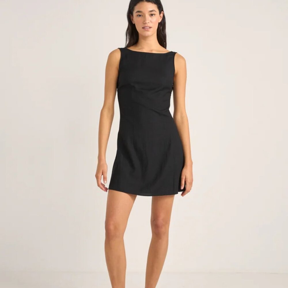 NWT Rhythm Black Roselle Tie Back Mini Dress